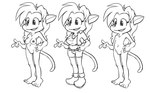 anthro bottomwear breasts clothed clothing featureless_crotch female half-shirt model nude null shorts solo scott_ramsoomair sorcererlance vglewds felid feline mammal hi_res model_sheet monochrome