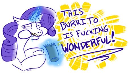 burrito english_text equine female feral friendship_is_magic horn horse my_little_pony pony rarity_(mlp) solo text unicorn
Rating: Safe
Score: 1
User: Bobrella
Date: September 20, 2012