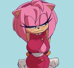 anthro areola areola_slip big_breasts blue_background breasts button_(fastener) button_pop clothed clothing embarrassed female looking_away one_breast_out simple_background solo wardrobe_malfunction inker_comics sega sonic_boom sonic_the_hedgehog_(series) amy_rose eulipotyphlan hedgehog mammal 2022 absurd_res hi_res