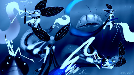 all_the_way_through animal_genitalia animal_penis antennae_(anatomy) arthropod_abdomen big_ears blue_legs blue_wings bodily_fluids breasts buckle butt chain claws collar dark_body duo erection eyelashes fangs female feral fur genitals insect_wings leash long_ears long_legs long_tail long_tongue machine male male/female male_penetrating mandibles nude open_mouth oral_vore ovipositor penetration penis segmented_body sharp_teeth smile spikes spikes_(anatomy) tail teeth text tongue tongue_out vore white_body white_fur wings l0veblood ksyker_ringola saury_(saureal) arthropod butterfly deity divine_longkat domestic_cat felid feline felis hybrid insect lepidopteran mammal mantis moth robot taur virupoda virupoda_polymorpha digital_media_(artwork) english_text hi_res