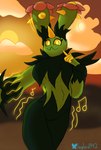 anthro desert female flower green_body looking_at_viewer musical_note musical_symbol night nipples open_mouth plant solo spikes sun symbol yellow_eyes loglord142 nintendo pokemon elemental_creature flora_fauna generation_5_pokemon maractus pokemon_(species)