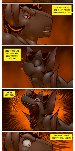 anthro duo gynomorph gynomorph/male imminent_vore intersex intersex/male male open_mouth text unhinged_jaw james_howard patreon subscribestar aamon_2_(james_howard) tina_(james_howard) bat demon mammal absurd_res comic english_text hi_res