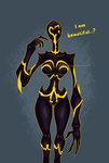 black_body breasts female long_arms simple_background solo text yellow_body theenchanter27 ben_10 cartoon_network chaquetrix malware_(ben_10) alien alien_humanoid galvanic_mechamorph humanoid hi_res