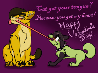bite blush collar dominant duo hair hair_over_eye holidays larger_dom looking_at_another male male/male one_eye_obstructed playful size_difference tongue tongue_bite tongue_out valentine's_day_card zhou_leopard atomicmeta valentine's_day nuke_schnaube canid canine canis domestic_dog felid feline leopard mammal pantherine shiba_inu spitz 4:3
