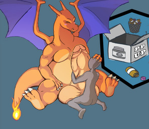 ambiguous_gender big_penis duo genitals hug huge_penis hyper hyper_genitalia hyper_penis looking_pleasured male penis xxvvxx nintendo pokemon charizard generation_1_pokemon human mammal pokemon_(species) absurd_res hi_res