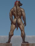 anthro back_muscles biceps black_body black_fur black_tail brown_body brown_fur butt claws dark_body dark_fur dark_hair ear_piercing feet fur hair head_turned male markings multicolored_body multicolored_fur muscular muscular_anthro muscular_arms muscular_legs muscular_male nude nude_anthro nude_male piercing plantigrade raised_heel rear_view red_hair sky solo spots spotted_body spotted_fur spotted_markings spread_legs spreading standing tail toe_claws toes whiskers epic_soul cheick_(epic_soul) hyena mammal spotted_hyena 3:4 digital_media_(artwork) hi_res