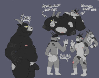 age_difference anal anthro anthro_on_anthro anthro_rimmed anthro_rimming anthro_rimming_anthro arm_hair aroused aroused_by_another aroused_face aroused_male aroused_smile ass_in_face ass_up balls barazoku beanie beard belly biceps big_belly big_butt big_muscles big_pecs black_beanie black_beard black_body black_clothing black_collar black_facial_hair black_fur black_hat black_headwear black_pubes black_sideburns blue_eyes body_hair butt butt_focus butt_in_face butt_lick butt_sniffing clothing collar duo ear_piercing erection eyes_closed face_in_ass facial_hair feet fur genitals grey_background grey_body grey_fur hat headgear headwear horn larger_anthro larger_male larger_rimmed larger_sub licking looking_pleasured male male/male male_rimmed male_rimming male_rimming_male manly markings mature_anthro mature_male musclegut muscular muscular_anthro muscular_arms muscular_male muscular_thighs nipples nude nude_anthro nude_male older_anthro older_male oral pecs penis piercing profanity pubes raised_tail rear_view rimming rimming_anthro rimming_male sex sideburns simple_background size_difference smaller_anthro smaller_male sniffing spots spotted_body spotted_fur spotted_markings standing submissive tail text thick_arms thick_thighs tongue tough_guy white_body white_fur yellow_eyes younger_anthro younger_dom_older_sub younger_male oekanuki esau_(oekanuki) silas_(oekanuki) bovid caprine goat mammal english_text hi_res model_sheet father_(lore) father_and_child_(lore) father_and_son_(lore) incest_(lore) parent_(lore) parent_and_child_(lore) parent_and_son_(lore) son_(lore)
