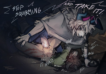 anthro anthro_on_anthro anthro_penetrated anthro_penetrating anthro_penetrating_anthro balls begging_to_stop bottomless clothed clothing dominant dominant_male duo erection explicitly_stated_nonconsent female female_penetrated female_raped forced genitals horn male male/female male_dominating_female male_penetrating male_penetrating_female male_rape male_raping_female painful_penetration painful_vaginal penetration penile penile_penetration penis penis_in_vagina pinned pinned_to_ground rape sex shirt submissive submissive_female text too_big topwear vaginal vaginal_penetration vulva distortist ta_kena_matia valkxis canid canine mammal english_text