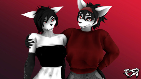 age_difference anthro bandeau black_body black_fur black_hair clothed clothed_anthro clothed_female clothing duo female freckled_face freckles fur hair looking_at_viewer multicolored_body multicolored_fur older_anthro older_female red_clothing red_sclera red_sweater red_topwear sweater topwear two_tone_body two_tone_fur white_body white_eyes white_fur younger_anthro younger_female psikokinetic warfaremachine_(modeler) blair_mercier natsumi_mercier canid canine demon mammal 16:9 2024 3d_(artwork) 4k absurd_res digital_media_(artwork) hi_res source_filmmaker_(artwork) widescreen daughter_(lore) mother_(lore) mother_and_child_(lore) mother_and_daughter_(lore) parent_(lore) parent_and_child_(lore) parent_and_daughter_(lore)