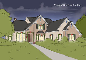 building cloud door grass green_grass holidays house humor light music night onomatopoeia outside plant rooftop shrub sky sound_effects text tree window zero_pictured marvolk all_i_want_for_christmas_is_you christmas no_nut_november 2021 colored comic meme