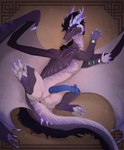 animal_genitalia anus black_body black_fur black_mane blue_anus blue_claws blue_horn blue_penis blue_tongue claws erection feral fur genital_slit genitals horn looking_at_viewer male mane membrane_(anatomy) membranous_wings pawpads penis purple_claws solo tongue tongue_out wings veoros mythology kniles dragon mythological_creature mythological_scalie scalie hi_res