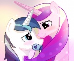 blue_eyes duo female feral fur hair horn male multicolored_hair pacifier pink_body pink_eyes pink_fur smile two_tone_hair white_body white_fur wings daydreamed edrian friendship_is_magic hasbro my_little_pony mythology princess_cadance_(mlp) shining_armor_(mlp) equid equine mammal mythological_creature mythological_equine unicorn winged_unicorn 2015