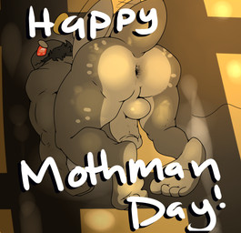 4_toes antennae_(anatomy) anthro anus backsack balls feet genitals glowing glowing_eyes humanoid_genitalia humanoid_penis male muscular muscular_anthro muscular_male nude penis red_eyes solo text toes wings sylvanedadeer mothman alien arthropod cryptid humanoid insect lepidopteran monster moth absurd_res hi_res meme