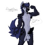 animal_genitalia animal_penis anthro ball_tuft balls biceps bodily_fluids canine_genitalia canine_penis cum dominant dominant_male erection flexing fur genital_fluids genitals knot looking_at_viewer male muscular muscular_male nude one_eye_closed penis precum sheath simple_background solo tail teeth tongue tongue_out tuft vein veiny_penis wink dingoofdingos angel_dingoofdingos canid canine canis dingo hyena mammal absurd_res hi_res