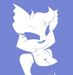 anthro blue_background clothed clothing female hair simple_background smug solo white_body white_hair mrbreadmcman discord_(app) clyde_(discord) felid feline mammal blue_and_white hi_res monochrome