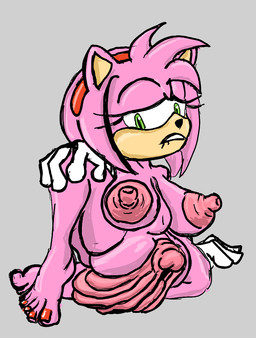 anthro big_clitoris big_nipples big_vulva breasts clitoris feet female genitals huge_clitoris huge_nipples hyper hyper_clitoris hyper_genitalia hyper_nipples hyper_vulva nipples solo vulva why dustbunny404 sega sonic_the_hedgehog_(series) amy_rose eulipotyphlan hedgehog mammal