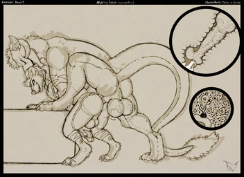anal anal_canal anal_impregnation anal_penetration animal_genitalia animal_penis anthro bent_over biped bodily_fluids cum cum_in_ass cum_inside digitigrade duo equine_genitalia equine_penis flared_penis genital_fluids genitals horn hybrid_genitalia hybrid_penis impregnation internal internal_anal knot knotted_equine_penis knotted_penis knotting male male/male male_impregnation multiple_ova ovum penetration penis raised_leg sex simple_background sperm_cell tail text fellowwolf kinktober kinktober_2025 bear felkin hybrid mammal 11:8 2025 absurd_res digital_media_(artwork) english_text hi_res monochrome