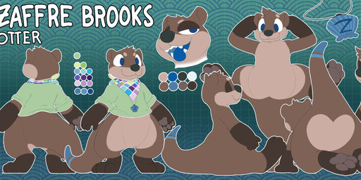 3_toes 4_fingers abstract_background ambiguous_gender bivalve_shell blue_body blue_eyes blue_tongue bottomless brown_body brown_fur brown_pawpads butt butt_focus clothed clothing color_swatch countershading dipstick_tail eyebrows eyes_closed featureless_crotch feet fingers fur geometric_background gloves_(marking) grid_background half-closed_eyes head_tuft hindpaw jewelry kerchief leg_markings markings mollusk_shell multicolored_body multiple_poses narrowed_eyes neckerchief necklace neckwear nude open_mouth pattern_background pawpads paws pose seashell shell simple_background sitting sitting_on_ground smile socks_(marking) solo tail tail_markings tan_body teeth text thick_eyebrows thick_thighs toes tongue tongue_out toony tuft sexotheque zaffre_brooks mammal mustelid otter 2022 absurd_res character_name hi_res model_sheet
