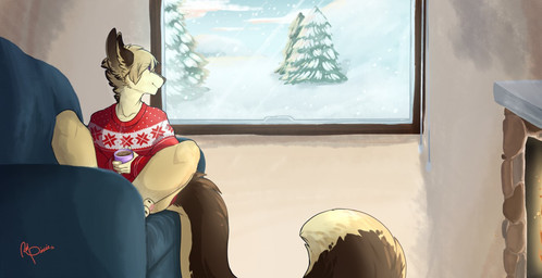 anthro barefoot beverage big_ears big_tail biped blue_sky brown_body brown_ears brown_fur brown_hair brown_tail candy cheek_tuft chocolate christmas_clothing christmas_sweater christmas_topwear closed_smile clothed clothing cloud container crossed_legs cup day dessert ear_tuft evergreen_tree eye_through_hair eyebrow_through_hair eyebrows facial_tuft feet femboy fireplace fluffy fluffy_tail food front_view fur fur_tuft furniture hair holding_beverage holding_container holding_cup holding_object holidays hot_chocolate inside light long_tail looking_aside looking_outside looking_through looking_through_window male mouth_closed multicolored_body multicolored_clothing multicolored_ears multicolored_fur multicolored_hair multicolored_sweater multicolored_tail multicolored_topwear on_furniture on_sofa pawpads paws pine_tree plant pointy_ears prick_ears purple_eyes red_clothing red_sweater red_topwear shadow short_hair sitting sky smile snout snow snowing sofa solo sunlight sweater tail tail_aside tan_body tan_ears tan_fur tan_hair tan_tail topwear translucent translucent_hair tree tuft two_tone_clothing two_tone_sweater two_tone_topwear white_clothing white_sweater white_topwear window winter redpixie christmas osiris_henschel canid canine mammal signature