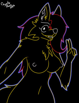 anthro big_breasts breasts ear_tuft female fur hair looking_at_viewer nipples nude orange_body red_hair simple_background smile solo tail teeth tuft coyotebass xanny_(coyotebass) canid canine canis coyote mammal absurd_res digital_media_(artwork) hi_res