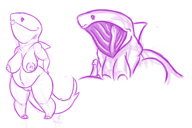 anthro areola belly big_areola big_belly breasts female genitals humanoid_genitalia humanoid_penis male male/female non-mammal_breasts open_mouth penis shortstack shortstack_female solo thick_thighs bugzilla aquatic basking_shark fish mackerel_shark shark 2021 3:2 absurd_res dated digital_media_(artwork) hi_res sketch