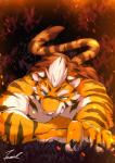 anthro countershading fur male muscular muscular_anthro muscular_male simple_background solo badtiger nekojishi studio_klondike lin_hu felid mammal pantherine tiger 2017 digital_media_(artwork) hi_res