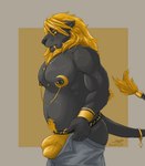 anthro big_bulge big_pecs black_body black_fur black_nipples black_nose blonde_hair bottomwear bulge clothing ear_piercing eyeliner fangs fur gold_(metal) hair jewelry jockstrap makeup male mane musclegut muscular nipple_piercing nipples overweight overweight_male pants pecs piercing sabertooth_(anatomy) solo tattoo teeth underwear yellow_eyes yannirosegold tight_pants_(meme) yanni felid lion mammal pantherine adobe_photoshop_(artwork) digital_media_(artwork) hi_res meme