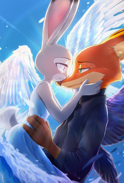 anthro anthro_on_anthro bodily_fluids brown_body brown_fur clothed clothing day dress female fingers fur green_eyes grey_body grey_fur long_ears male male/female multicolored_body multicolored_fur orange_body orange_fur outside scut_tail short_tail tail tan_body tan_fur tears pangolenz disney zootopia judy_hopps nick_wilde canid canine european_rabbit fox lagomorph leporid mammal oryctolagus rabbit red_fox true_fox hi_res