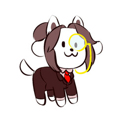 alternate_universe clothing eyewear feral fur hair monocle necktie shaking simple_background solo suit white_background captinredstone underfell undertale undertale_(series) temmie_(undertale) canid canine felid mammal tem 1:1 animated low_res
