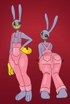 anthro arched_back bent_over bulge butt clothing femboy gloves handwear looking_at_viewer looking_back male overalls shaking_butt smile solo wide_hips cowardlytail qoolbunart glitch_productions the_amazing_digital_circus jax_(tadc) 2023 absurd_res hi_res