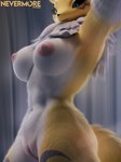 anthro areola big_breasts blue_eyes breasts female fur futatsudomoe genitals neck_tuft nipples nude pink_areola pink_nipples pussy raised_arm selfie solo symbol symbol_on_thigh tail tomoe_(symbol) tuft yellow_body yellow_fur nevermoredawn bandai_namco digimon renamon_(dogzeela) digimon_(species) renamon 3d_(artwork) digital_media_(artwork) hi_res