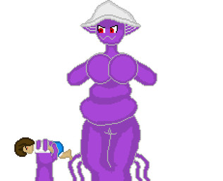 abdominal_bulge anthro big_breasts breasts digestion duo female fungus genitals huge_breasts inflation macro male male/female mushroom mycelium oral_vore overweight overweight_female purple_body size_difference sprite_art struggling struggling_prey swallowing unwilling_prey vore vulva lunalyst nugget human humanoid mammal animated