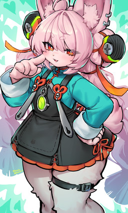 ahoge anthro asian_clothing braided_hair chinese_clothing clothing ear_piercing east_asian_clothing eyebrows female fur hair inner_ear_fluff long_hair long_sleeves piercing pigtails pink_body pink_fur pink_hair pupils red_eyes short_eyebrows smile solo thick_eyebrows thick_thighs tuft twin_braids white_pupils young young_anthro young_female suurin_2 mihoyo zenless_zone_zero zhao_(zenless_zone_zero) lagomorph leporid mammal rabbit thiren 3:5 absurd_res hi_res adult_(lore)