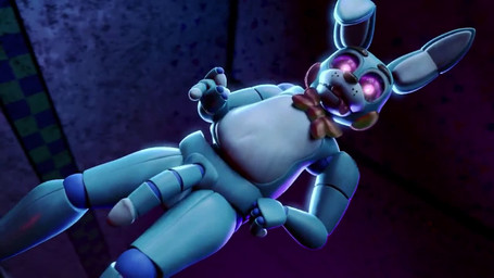 anthro balls blue_body blurred_background bouncing_penis bow_tie buckteeth dutch_angle flaccid genitals gesture glistening glistening_body glowing glowing_eyes green_eyes hand_gesture hand_on_hip humanoid_genitalia humanoid_penis inside long_penis looking_at_viewer low-angle_view machine male mechanical_penis penis purple_eyelids raised_finger raised_index_finger red_bow_tie solo teeth tongue tongue_out gold_paws jizzyfox_(modeler) five_nights_at_freddy's five_nights_at_freddy's_2 scottgames toy_bonnie_(fnaf) animatronic lagomorph leporid mammal rabbit robot robot_anthro 16:9 3d_(artwork) 3d_animation animated digital_media_(artwork) high_framerate loop no_sound short_playtime source_filmmaker_(artwork) webm widescreen