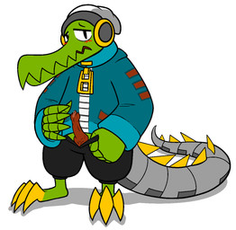 3_toes anatomically_correct anatomically_correct_genitalia anatomically_correct_penis animal_genitalia animal_penis anthro barefoot beanie biped blush bodily_fluids clothed clothing crocodilian_penis cybernetics electronics embarrassed erection feet genital_fluids genital_slit genitals hat headgear headphones headwear jacket looking_at_viewer machine male metal_tail penis precum presenting presenting_penis prosthetic shy simple_background solo standing tapering_penis text toes toony topwear white_background krixata lethal_league latch crocodilian reptile scalie 2015