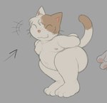:3 anthro belly blush blush_lines brown_body brown_fur brown_hair chest_tuft closed_smile crouching dipstick_tail feet fur grey_background hair hands_behind_back male markings mouth_closed multicolored_body multicolored_fur multicolored_hair musclegut muscular nipples nude overweight overweight_anthro overweight_male pecs pink_nipples pink_nose raised_tail short simple_background smile snaggle_tooth solo tail tail_markings thick_thighs three-quarter_view toes tuft two_tone_body two_tone_fur two_tone_hair whiskers white_body white_fur white_hair cafongterua domestic_cat felid feline felis mammal 2025 digital_media_(artwork) drawpile_(artwork) flat_colors full-length_portrait portrait