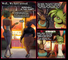 alcohol_bottle anthro band-aid bandage beverage_bottle big_breasts big_butt black_clothing black_jacket black_topwear blue_clothing blue_topwear bottle bottomwear breasts brown_body brown_fur buckteeth butt chat clothing container cotton_tail dialogue duo ear_piercing female footwear full_render fur green_body green_fur huge_breasts inner_ear_fluff jacket long_ears missing_ear muscular muscular_female navel pants piercing purple_eyes scut_tail shirt shoes short_tail slim_female sneakers t-shirt tail talking_to_another teeth text tight_clothing topwear tuft walking white_clothing white_shirt white_t-shirt white_topwear yellow_eyes softbunnyhouse cleonoris_saris fatima_coco lagomorph leporid mammal rabbit absurd_res comic english_text french_text hi_res italian_text translated