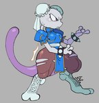 anthro blush blush_lines clothing cosplay crossover_cosplay female grey_background holowear_(pokemon) simple_background thick_thighs torn_clothing wide_hips caliginous capcom nintendo pokemon pokemon_unite street_fighter chun-li martial_arts_style_mewtwo generation_1_pokemon legendary_pokemon mewtwo pokemon_(species) 2023 crossover hi_res