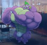 anthro big_muscles bulge clothing dragon friendship_is_magic hasbro hi_res huge_muscles hyper hyper_muscles male muscular muscular_anthro muscular_male my_little_pony mythological_creature mythological_scalie mythology scalie solo spike_(mlp) toonpower underwear