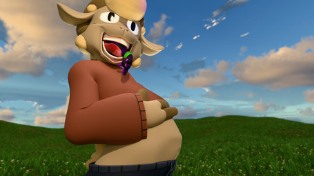 anthro belly big_belly clothing crop_top duo femboy forced male male/male meadows oral_vore role_reversal same_size_vore shirt size_difference soft_vore swallowing tongue topwear vore wristband kitsunaki_(artist) averysleepysheepy kitsunaki bovid canid canine caprine fox mammal rexouium sheep 16:9 2025 3d_(artwork) blender_(artwork) blender_cycles_(artwork) digital_media_(artwork) hi_res widescreen