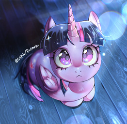 acting_like_a_cat big_eyes female feral floor glistening glistening_eyes horn loaf looking_at_viewer solo sparkles wings wood wood_floor g5p7r friendship_is_magic hasbro my_little_pony mythology twilight_sparkle_(mlp) equid equine mammal mythological_creature mythological_equine winged_unicorn hi_res