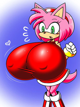 accessory anthro big_breasts blush boots bracelet breasts clothing dress female footwear gloves hair_accessory hairband handwear huge_breasts hyper hyper_breasts jewelry nipple_outline shoes solo surprised tail kraken_melanco sega sonic_the_hedgehog_(series) amy_rose eulipotyphlan hedgehog mammal 3:4
