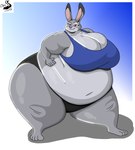 anthro big_breasts big_butt breasts butt clothing female gradient_background huge_breasts huge_butt huge_hips huge_thighs obese obese_anthro obese_female overweight overweight_anthro overweight_female simple_background solo thick_thighs wide_hips chrisandcompany disney zootopia judy_hopps lagomorph leporid mammal rabbit absurd_res digital_media_(artwork) hi_res