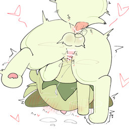 anal animal_genitalia animal_penis ass_up balls blush bodily_fluids cum cum_on_ground cumshot disembodied_tongue duo ear_blush ejaculation feline_genitalia feline_penis feral feral_focus fur genital_fluids genitals green_balls green_body green_fur heart_symbol hearts_around_body male male_feral male_focus oral paws penis pink_penis quadruped rear_view rimming sex shaking simple_background solo_focus tongue tongue_out tremble_lines trembling white_background sakaniyame nintendo pokemon generation_9_pokemon pokemon_(species) sprigatito 1:1 2025 censored digital_drawing_(artwork) digital_media_(artwork) hi_res