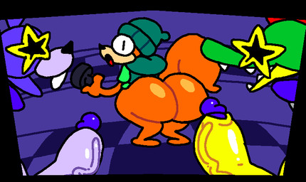 anthro beanie big_butt big_penis bottomless buckteeth butt checkered checkered_floor clothed clothing crossed_legs eyewear flashlight genitals green_beanie green_body green_clothing green_hat green_headwear green_hoodie green_topwear group hat headgear headwear hoodie looking_at_another looking_back machine male partially_clothed penis purple_body purple_penis star_sunglasses sunglasses surprised teeth thick_thighs topwear trio vein veiny_penis yellow_penis superiorfox five_nights_at_freddy's five_nights_at_freddy's:_security_breach scottgames steel_wool_studios atom_(atomsqrrl) fanmade_design_glamrock_bonnie glamrock_bonnie_(fnaf) montgomery_gator alligator alligatorid animatronic crocodilian lagomorph leporid mammal rabbit reptile robot rodent scalie sciurid tree_squirrel digital_media_(artwork)