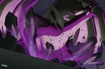 explosion fangs feral glowing glowing_eyes horn male rock rubble screaming solo teeth wings zilonking activision mythology spyro_the_dragon malefor dragon mythological_creature mythological_scalie scalie absurd_res comic digital_media_(artwork) hi_res signature