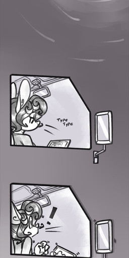 anthro computer electronics exclamation_point female hair laptop medium_truck moon onomatopoeia sound_effects sun surprised text truck typing van vehicle wick_(artist) maisie_whisk mammal mouse murid murine rodent 2019 artist_name comic digital_media_(artwork) hi_res monochrome shaded
