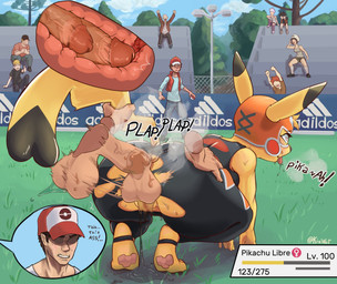 ahegao all_fours anal anal_fluids anal_penetration anthro anthro_penetrated anus athletic athletic_female balls being_watched big_balls big_butt blush bodily_fluids breath butt butt_grab butt_squish cleft_tail clothing cloud cosplay_pikachu_(costume) crowd dialogue drooling excessive_genital_fluids excessive_precum female female_focus female_on_human female_penetrated feral foreskin forest fucked_silly fur genital_fluids genitals grass group hand_on_butt hand_on_tail heart_eyes heart_symbol human_on_anthro human_penetrating human_penetrating_anthro human_penetrating_female internal interspecies level_number looking_at_another looking_pleasured male male/female male_on_feral male_penetrating male_penetrating_female markings messy mole_(marking) number open_mouth outside outside_sex paws penetration penile penile_penetration penis penis_in_ass plant pokeball pokeball_clothing pokephilia precum public public_exposure public_nudity public_sex saliva saliva_on_tongue saliva_string sex sky solo_focus squish stadium steam street_lamp sweat tail tail_pull teeth text tight_clothing tongue tongue_out torn_clothing tree vaginal_fluids vulva wet wrestler wrestling yellow_body yellow_fur kiu-wot nintendo pokemon cosplay_pikachu_(character) pikachu_libre pokemon_trainer generation_1_pokemon human mammal pikachu pokemon_(species) 2021 digital_media_(artwork) english_text hi_res shaded