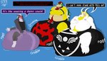 anthro armband beard belly big_belly big_diaper black_clothing black_diaper black_shirt black_tank_top black_topwear blonde_hair blue_background blush bowser_logo claws clean_diaper clothed clothing collar crossed_arms delta_rune_(emblem) dialogue diaper dipstick_tail facial_hair fur grey_body grey_fur group hair hand_on_belly horn huge_diaper long_ears male markings morbidly_obese motion_lines multicolored_body multicolored_fur musclegut muscular muscular_male nipples obese onomatopoeia overweight overweight_male pink_nipples purple_diaper red_hair red_text shell shirt simple_background sound_effects speech_bubble spiked_armband spiked_collar spiked_shell spikes spikes_(anatomy) symbol tail tail_markings tank_top text topwear trio two_tone_body two_tone_fur wearing_diaper white_body white_fur white_text yellow_body bigbearbruno mario_bros nintendo star_fox undertale undertale_(series) asgore_dreemurr bowser wolf_o'donnell bovid canid canine canis caprine goat koopa mammal scalie wolf 2021 digital_drawing_(artwork) digital_media_(artwork) english_text signature