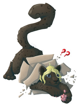 ambiguous_gender anthro box container fur hair pawpads paws question solo spots sebi felid mammal pantherine absurd_res hi_res meme